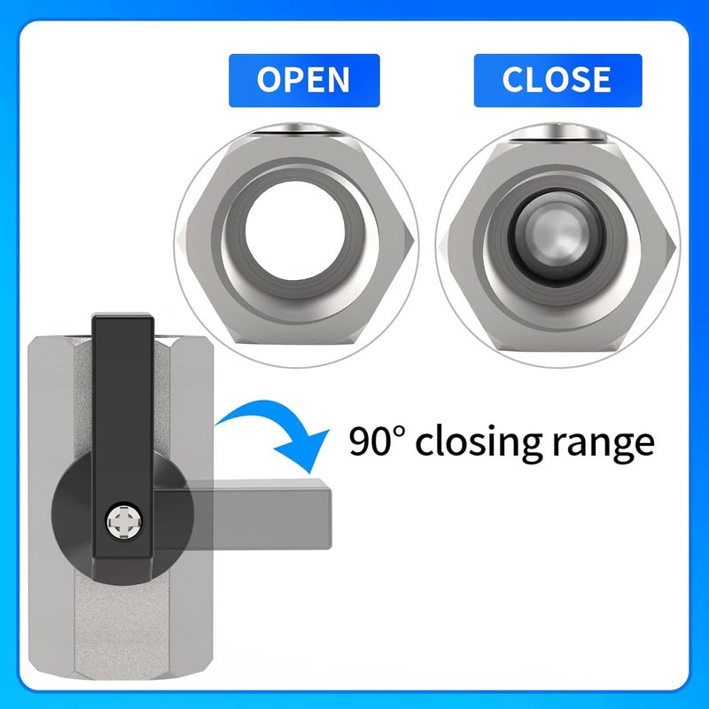 ChillWaves Brass Mini Ball Valve, Shut Off Switch Ball Valve 1/2" NPT Female x 1/2" NPT Female Thread Pipe Fitting(4-PACK) - Image 5